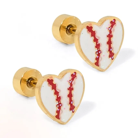 Screwback Stud Earrings | Baseball Gold