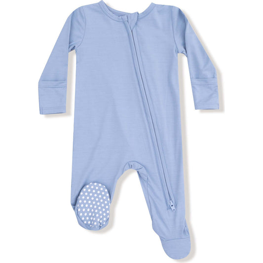 2 Way Zipper Footie | Soft Chambray