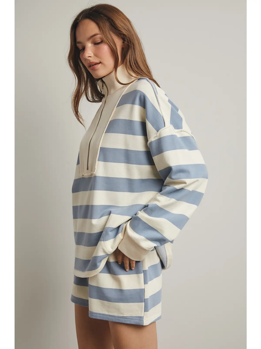 Striped Knit Top and Shorts Set | Cloud & Cream