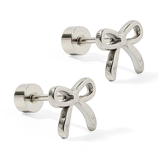 Screwback Stud Earrings | Sadie Bow Silver