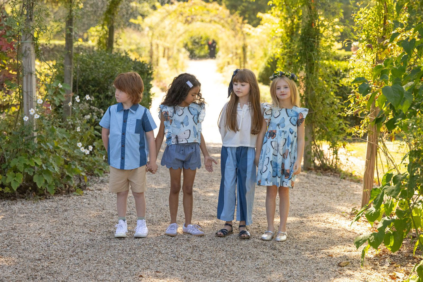 Girls Elsie Dress | Blue Vintage Butterflies