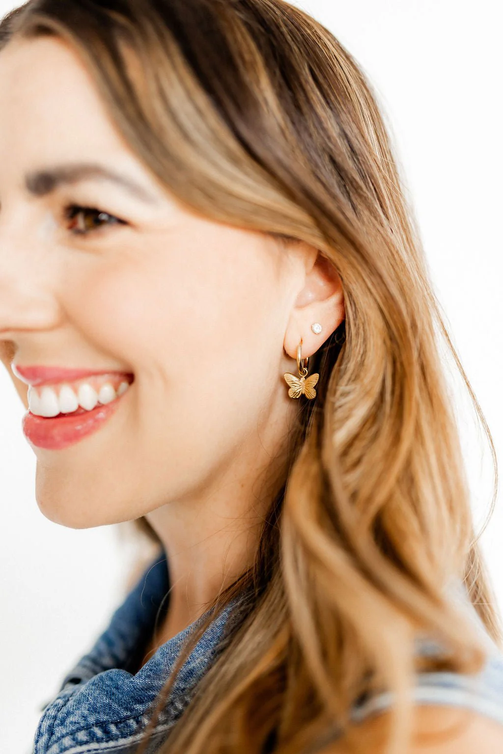 Huggie Charm Earrings | Faye Butterfly