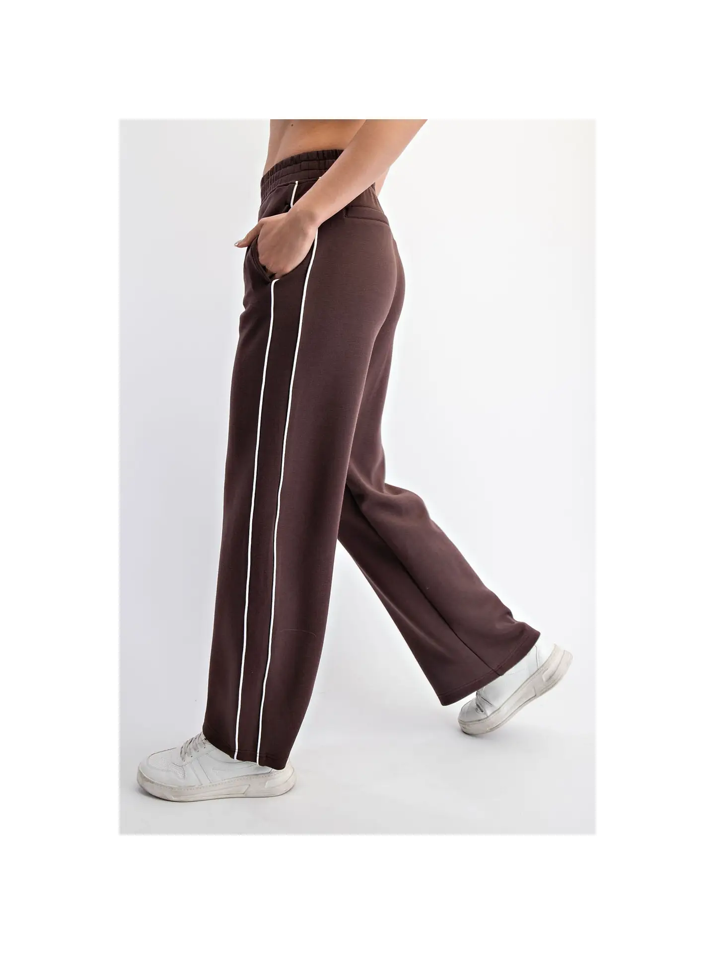 Modal Scuba Two Stripe Piping Set | Espresso & Cream