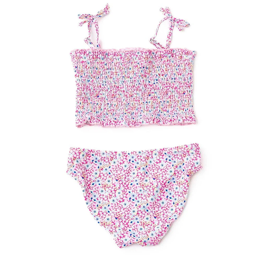Smocked Girls Two-Piece Swimsuit | Electric Ditsy