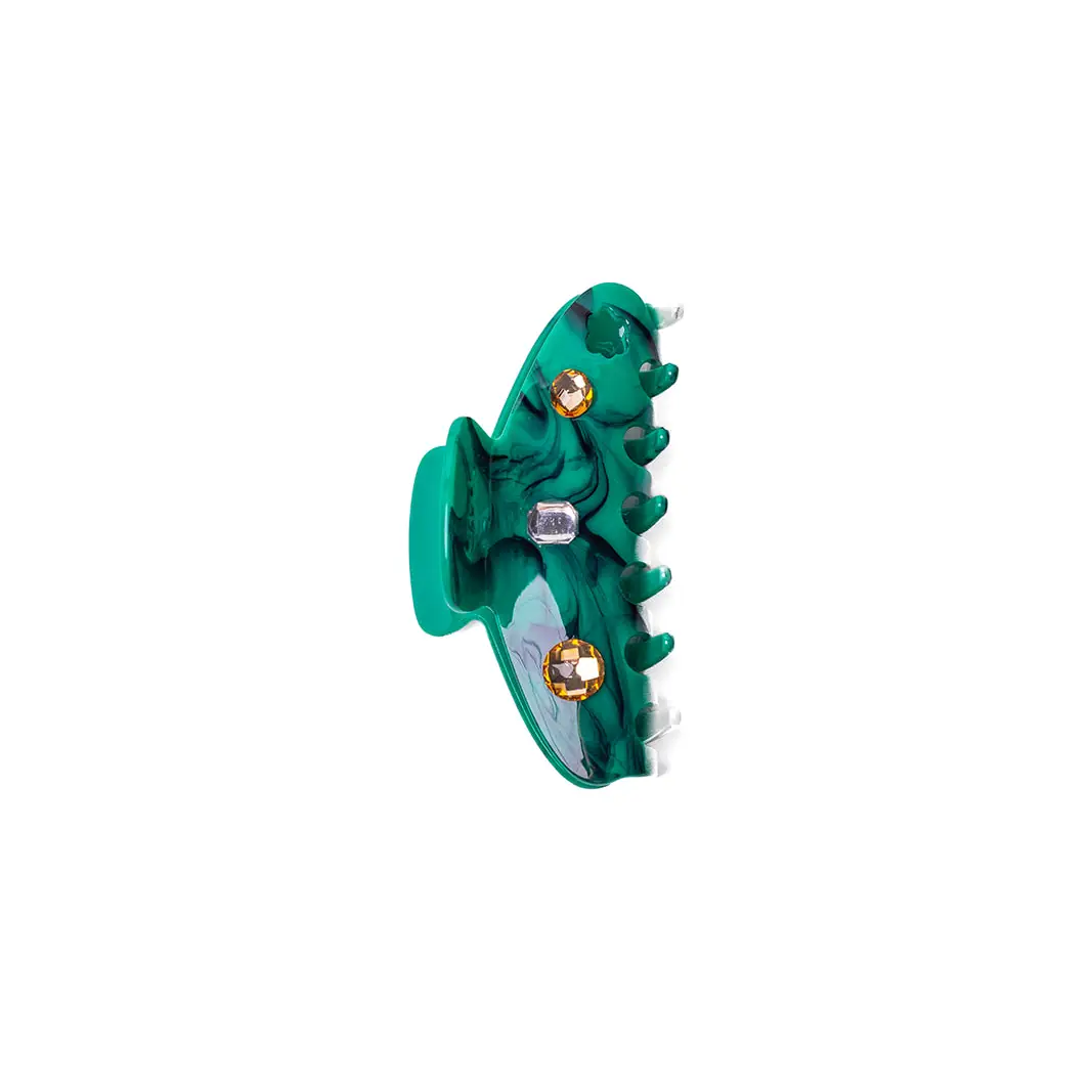 Teal Acetate Claw with Gems | MIDI
