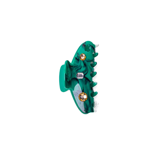 Teal Acetate Claw with Gems | MIDI