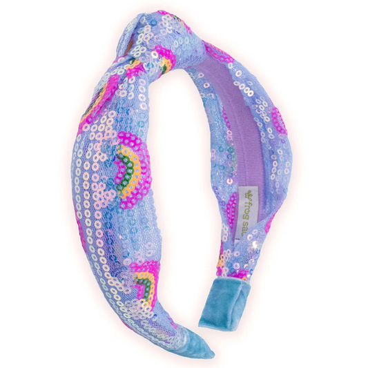 Kids Sequin Knot Headband | Headband | Rainbow Blue