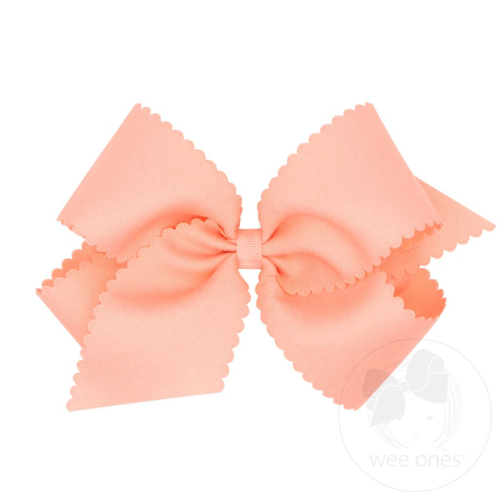 King Grosgrain Hair Bow Scalloped Edge | Light Coral
