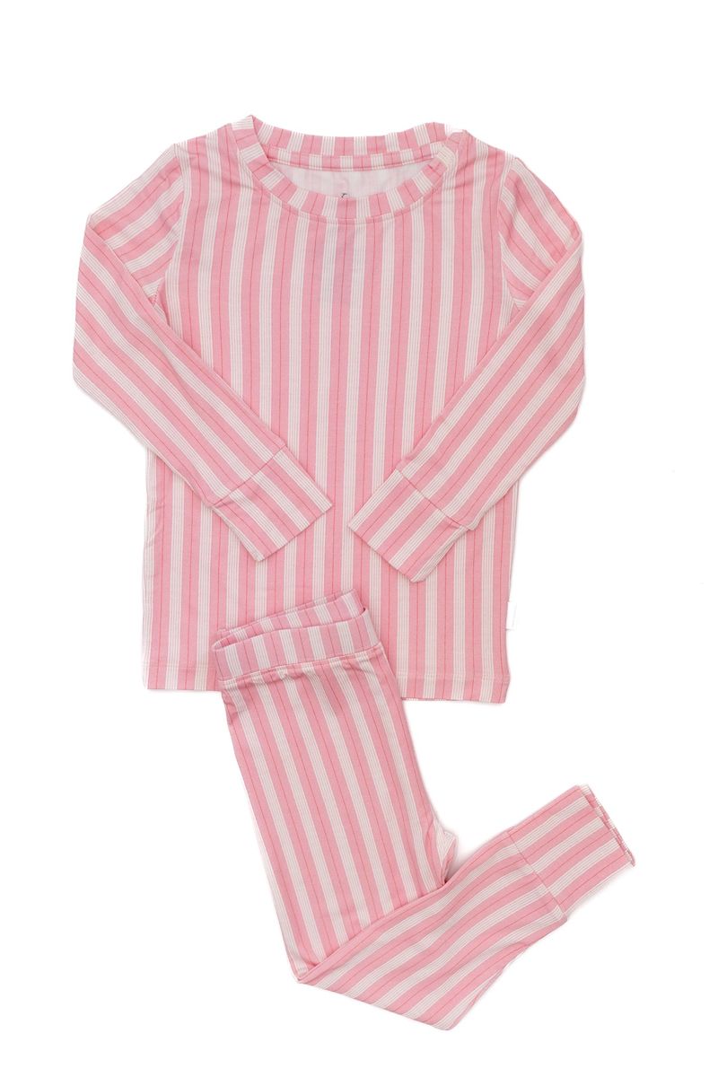 Pink & White Stripes Two-Piece Pajamas