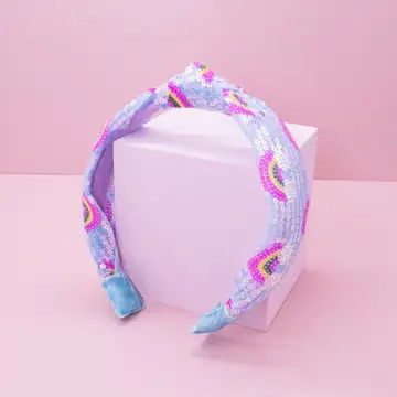 Kids Sequin Knot Headband | Headband | Rainbow Blue