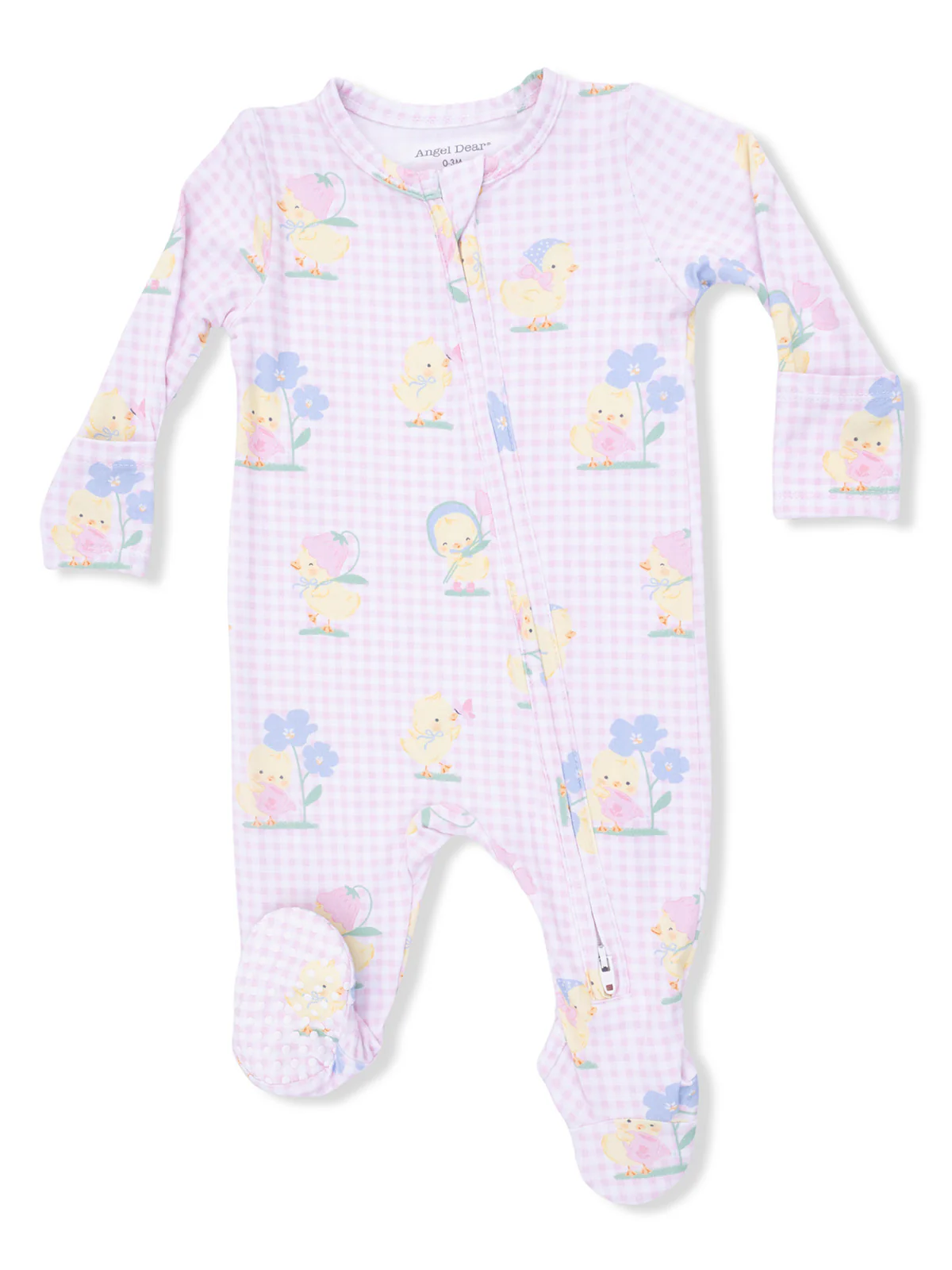 2-Way Zip Footie | Vintage Spring Ducklings Pink
