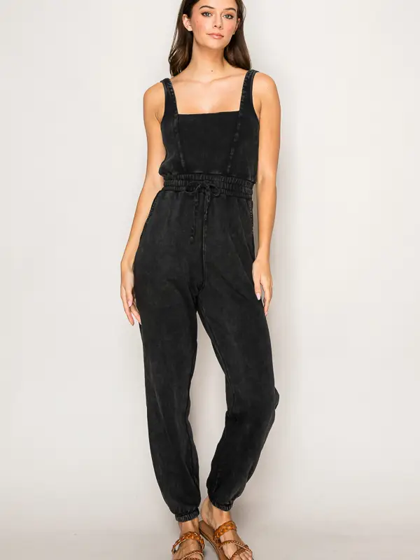 Washed Cami Jumpsuit | Black