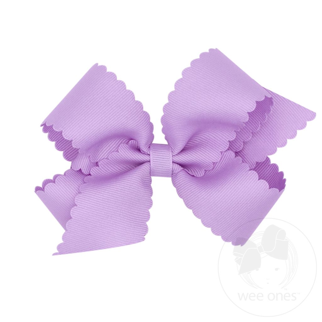 Medium Grosgrain Hair Bow with Scalloped Edge | Light Orchid