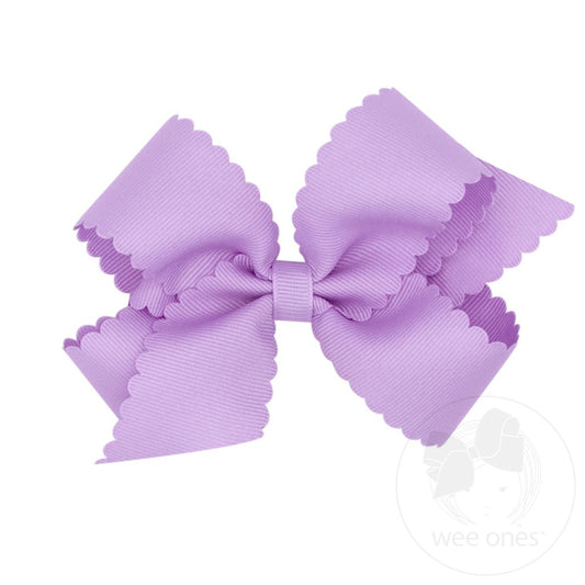 Medium Grosgrain Hair Bow with Scalloped Edge | Light Orchid