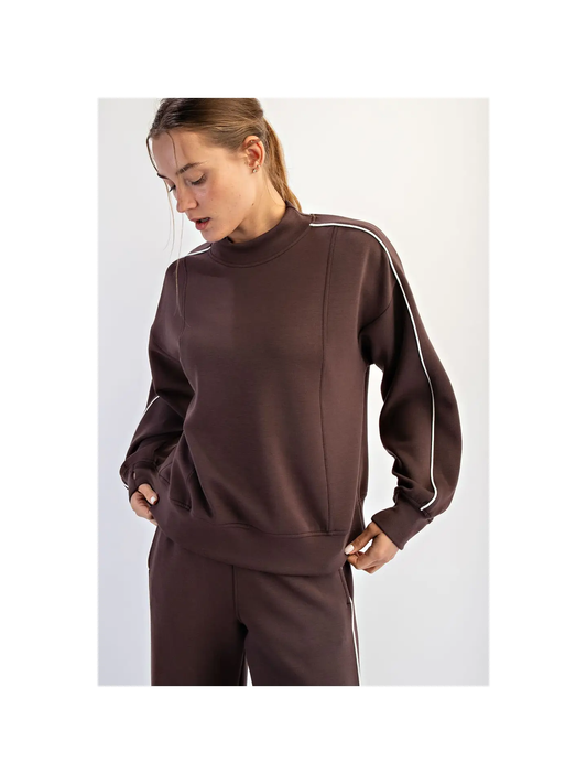Modal Scuba Two Stripe Piping Set | Espresso & Cream