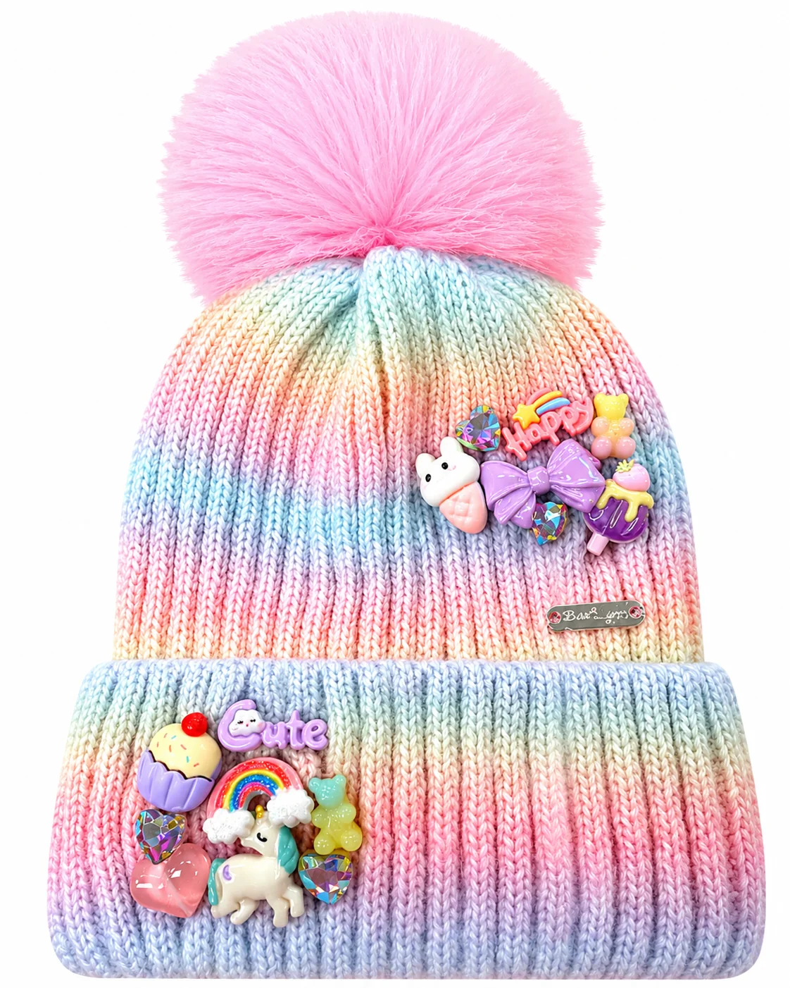 Cotton Candy Ombre Charm Beanie