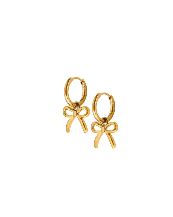 Huggie Charm Earrings | Sadie Bow Gold
