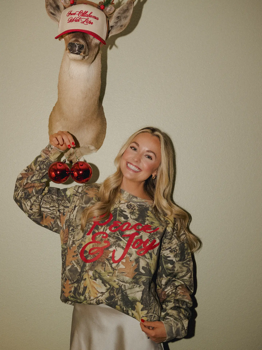 Peace & Joy Holiday Christmas | Camo Sweatshirt