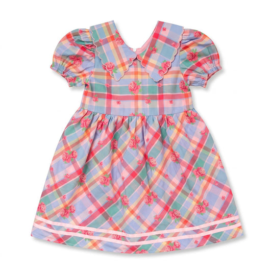 Conley Dress | Rosette Plaid w Rosette Florals