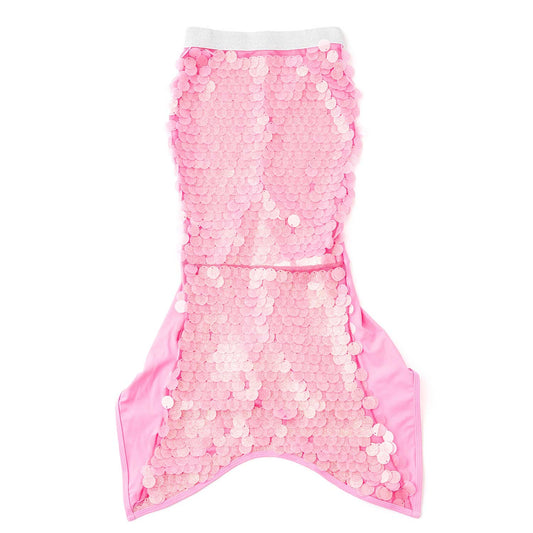Pink Girls Paillette Mermaid Tail Cover Up