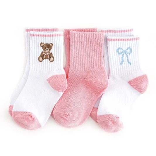 Crew Socks 3-Pack | Teddy Bow