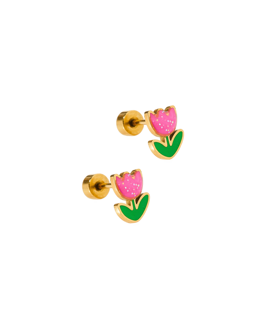 Screwback Stud Earrings | Tulip Pink