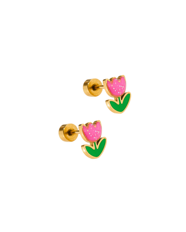 Screwback Stud Earrings | Tulip Pink
