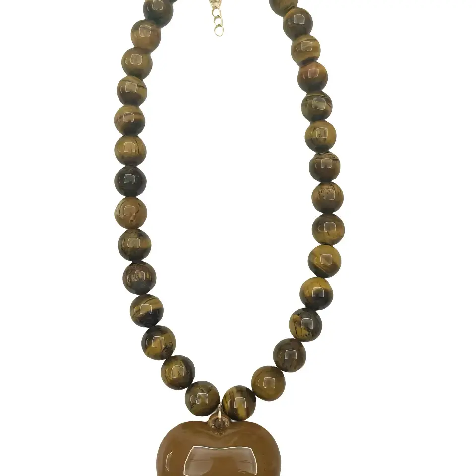 Janel Tiger Eye Gemstone Necklace| Brown
