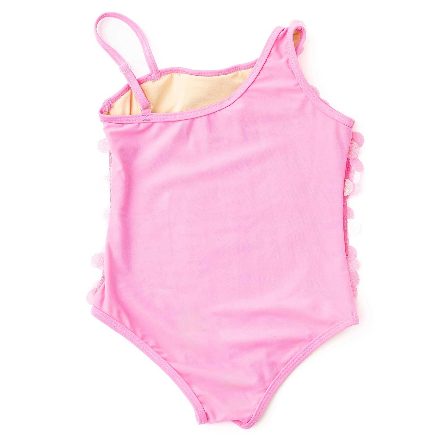 Pink Paillette One Shoulder Girls One Piece Swimsuit