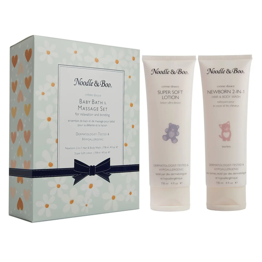 Baby Bath & Massage Set | Crème Douce, Green Daisies & Hearts
