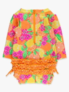 Long Sleeve One Piece Rash Guard Swimsuit | Neon Squeeze The Day