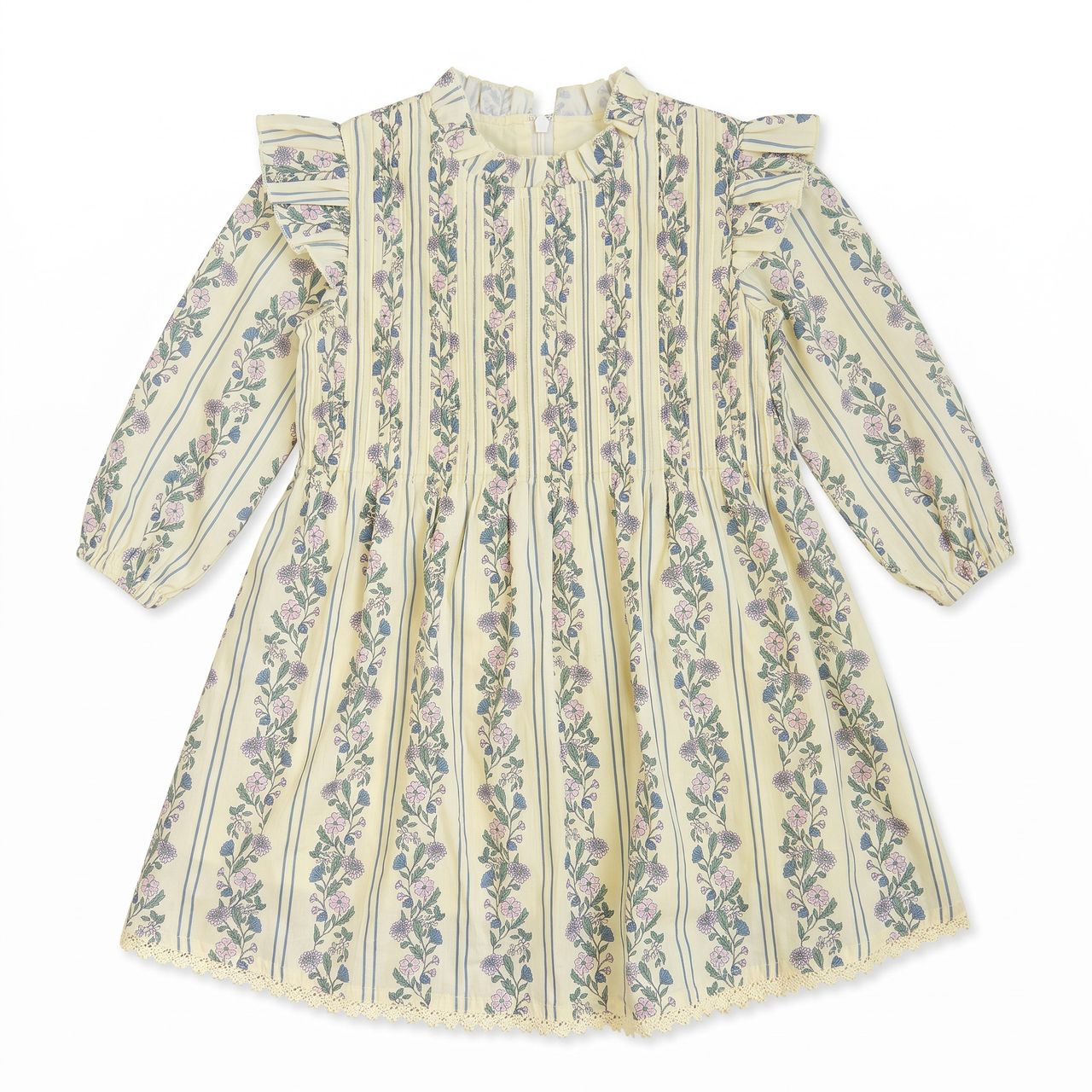 Elizabeth Dress | Yellow Floral Stripe
