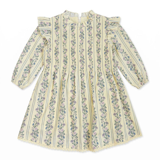 Elizabeth Dress | Yellow Floral Stripe