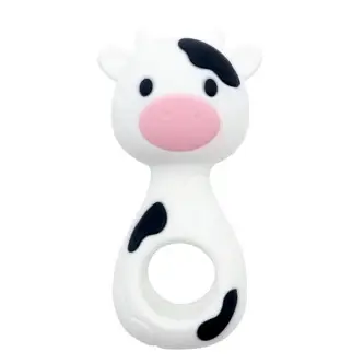 Silicone Cow Rattle | Milky White