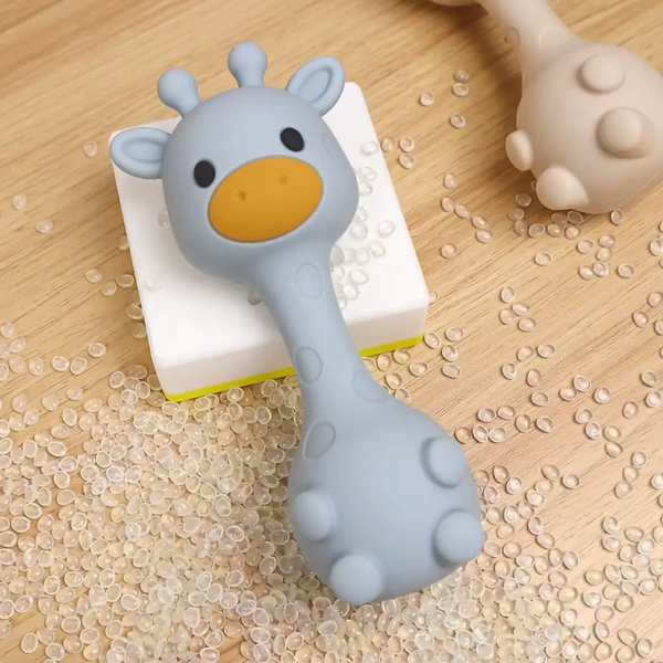 All Silicone Giraffe Rattle | Baby Blue