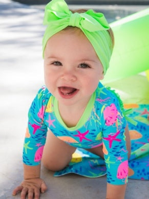 Long Sleeve One Piece Rash Guard Swimsuit | Neon Jelly Time