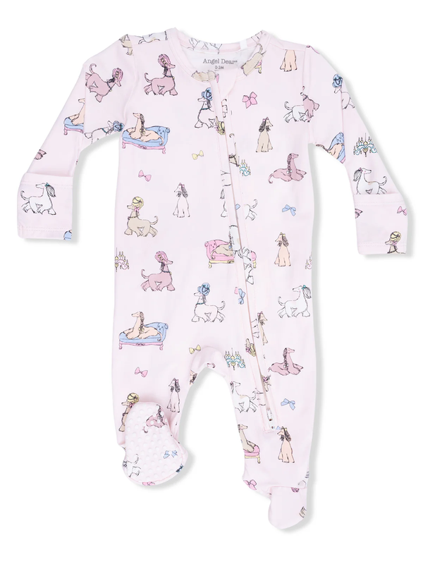 2-Way Zip Ruffle Footie | Fancy Hounds with Bows