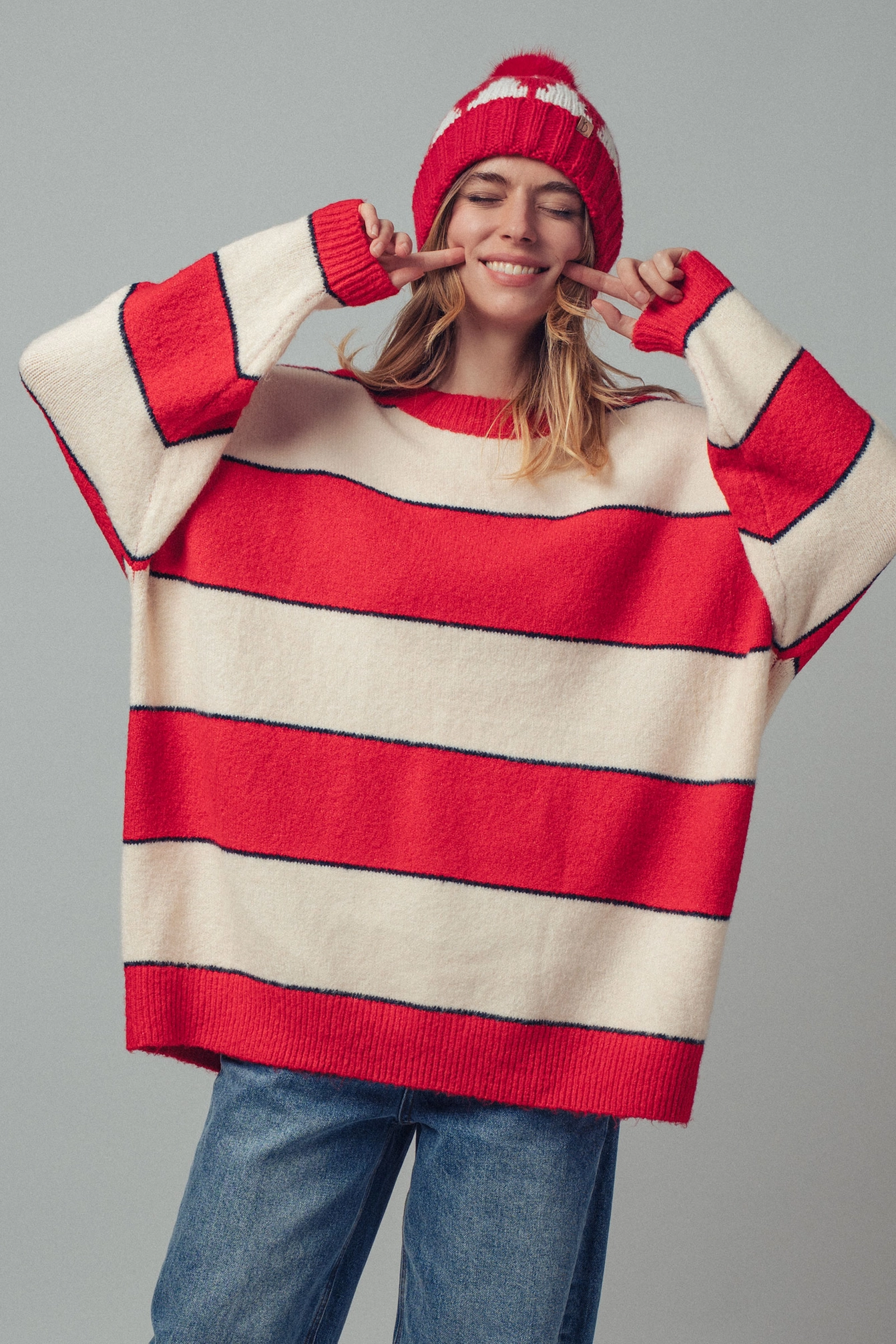 Oversized Rugby Stripe Knit Sweater