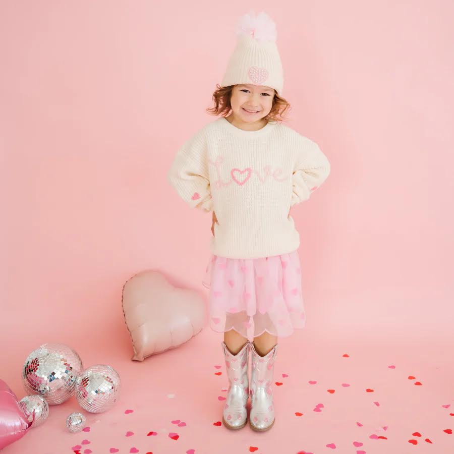 Ditsy Love Valentine's Day Knit Sweater