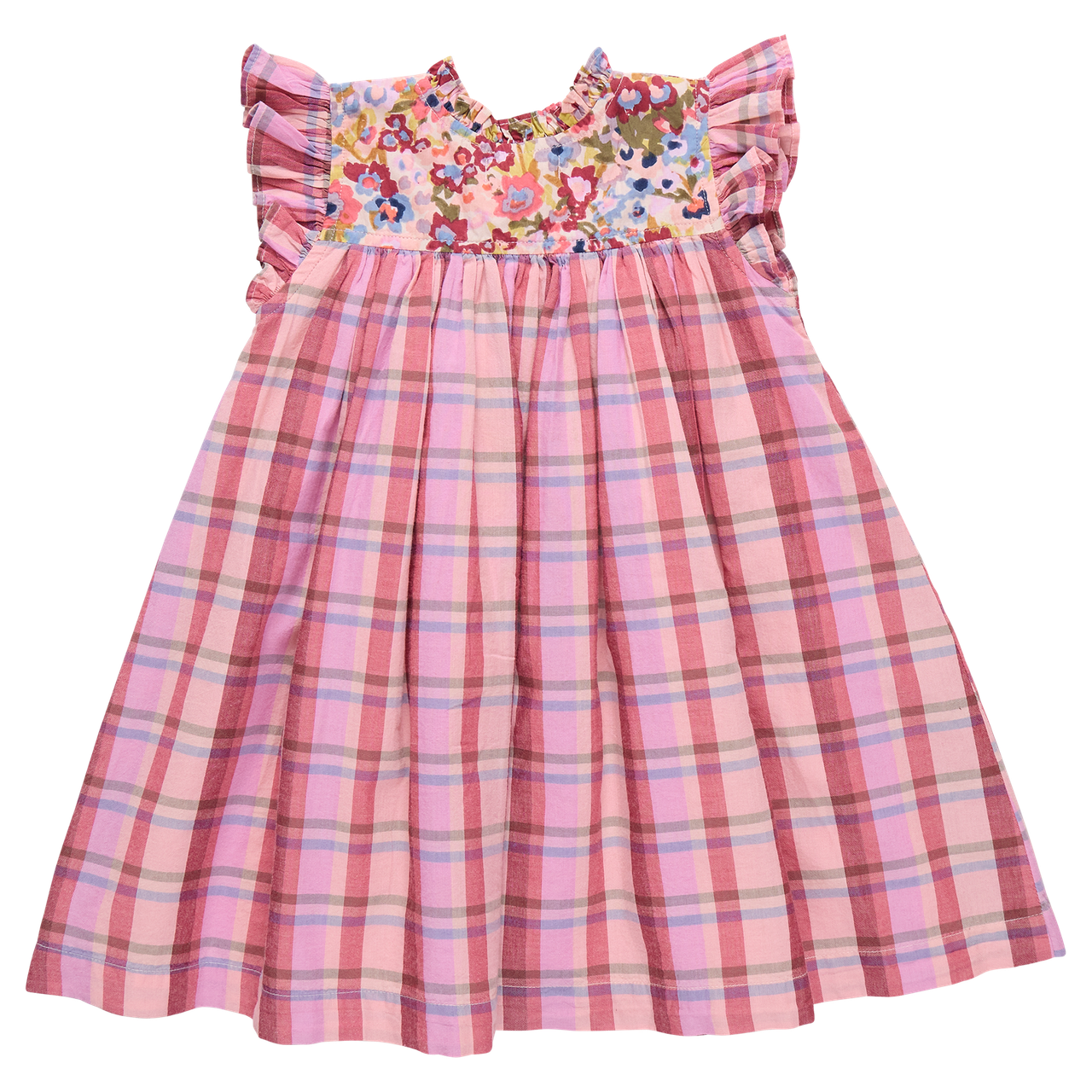 Girls Kaylee Dress | Burgundy Madras Plaid