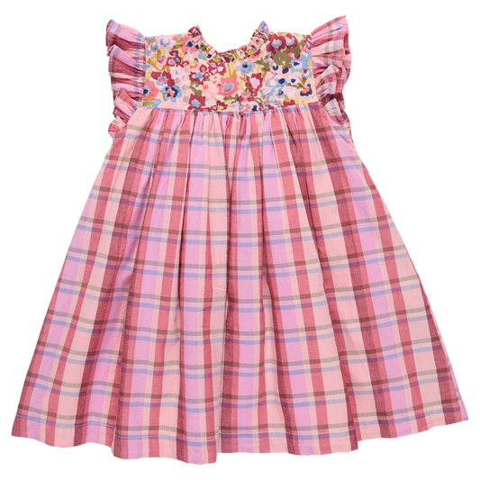 Girls Kaylee Dress | Burgundy Madras Plaid