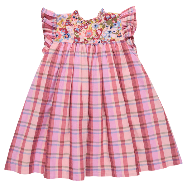 Girls Kaylee Dress | Burgundy Madras Plaid