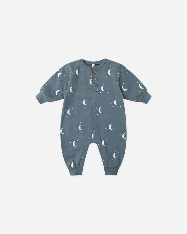 RELAXED FLEECE JUMPSUIT || SILVER MOONS