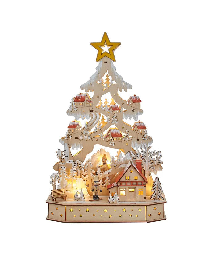 Light-Up LED Christmas Village Tree