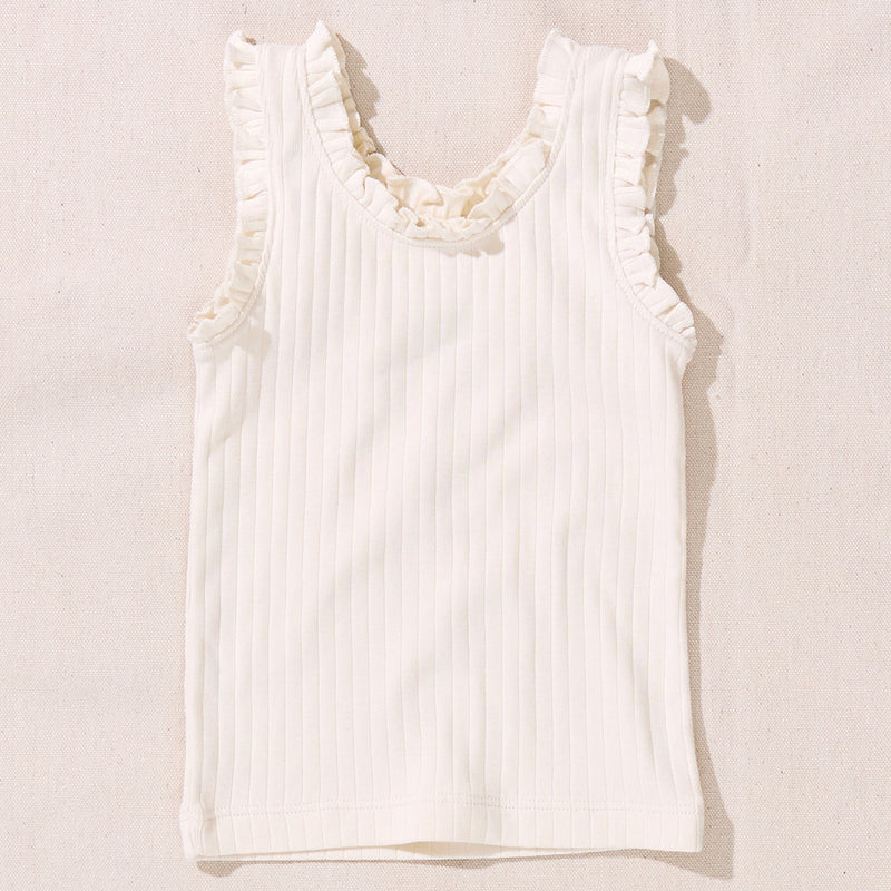 Joy Ruffle Rib Tank | Cream