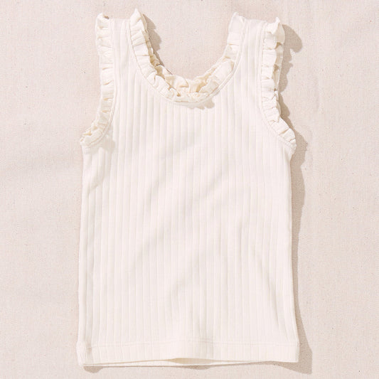 Joy Ruffle Rib Tank | Cream