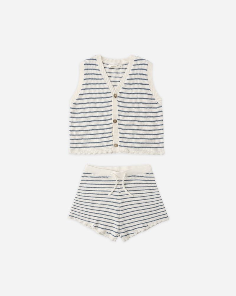 KNIT VEST SET | MARINE STRIPE