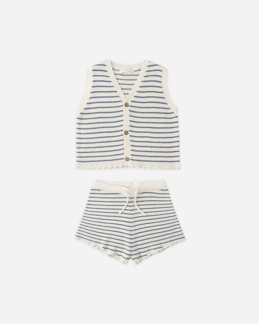 KNIT VEST SET | MARINE STRIPE