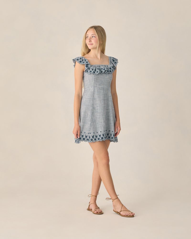 TEEN BIANCA MINI DRESS | MARINE GINGHAM