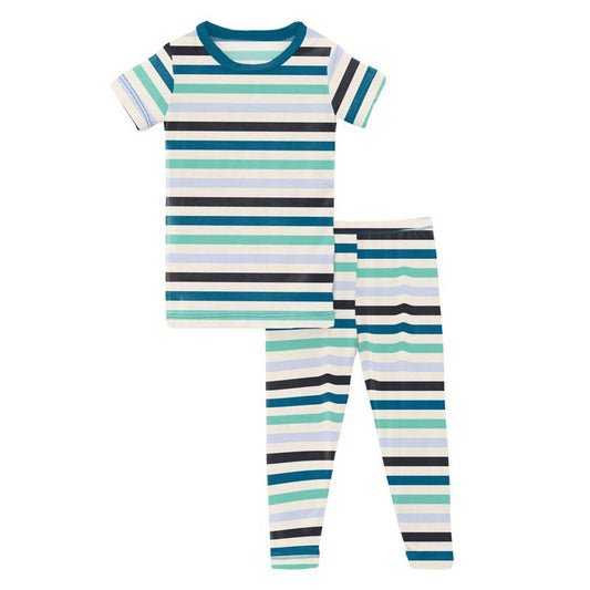 Short Sleeve Pajama Set | Little Boy Blue Stripe
